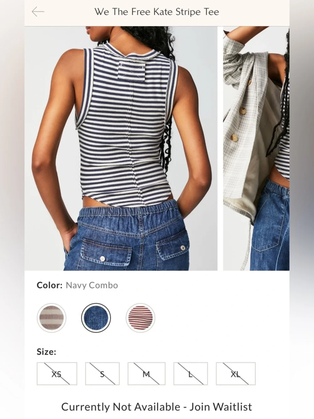 NWOT Free People We The Free Kate Stripe Tee tank - navy Combo - small_8
